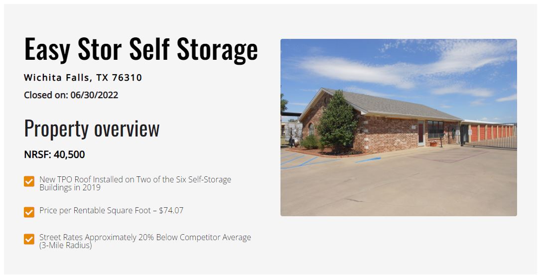 Easy Stor Self Storage - Just Closed - Self Storage Transaction Completed by The Karrr-Cunningham Storage Team